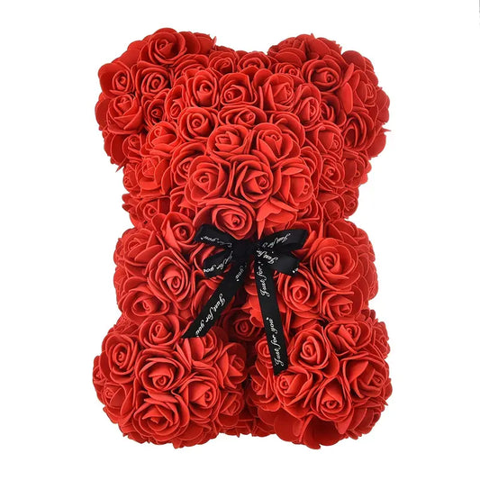 Red Rose Bear with Ribbon- 25cm