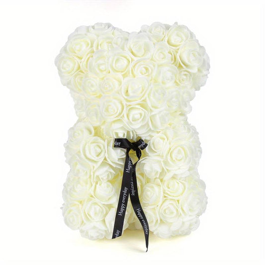 Ivory Rose Bear with Ribbon- 25cm